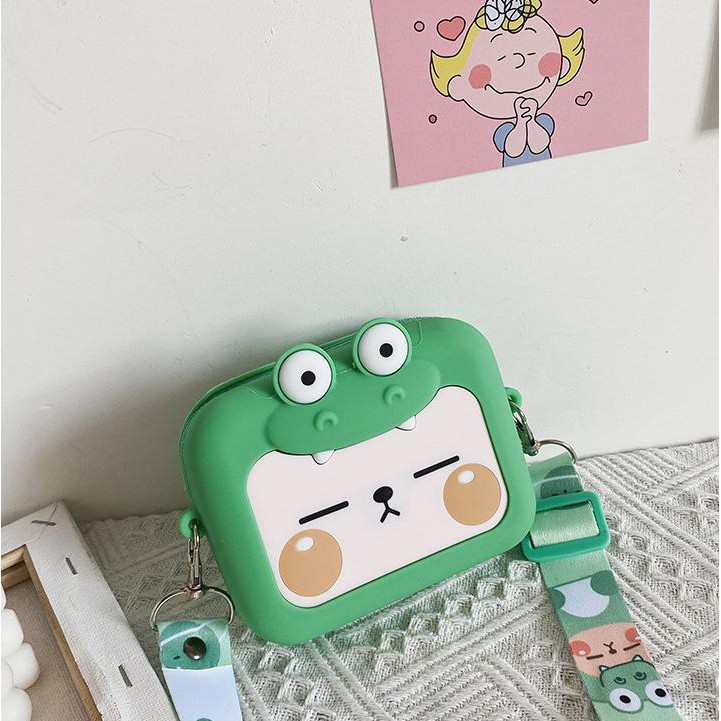 Túi đeo chéo Silicon Nhóc Bánh quy vuông - Khủng Long tinh nghịch - Heo má hồng cosplay - Mini Gấu Brown cosplay