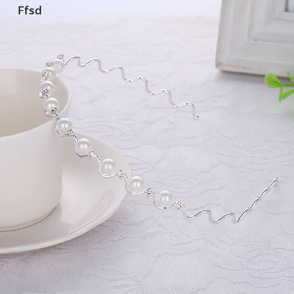 Băng Đô Cài Tóc Bằng Kim Loại Màu Vàng Ngọc Trai Cho Nữ