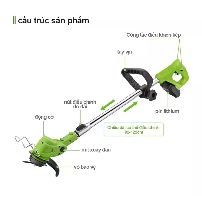 Máy cắt cỏ, tỉa cành cầm tay  pin khủng 15000mah, động cơ mạnh 1800w