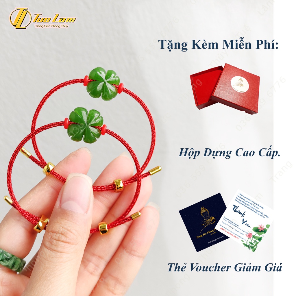 Vòng tay may mắn nữ cỏ 4 lá màu xanh lá mạ hợp mệnh mộc hỏa - Tuệ Lâm
