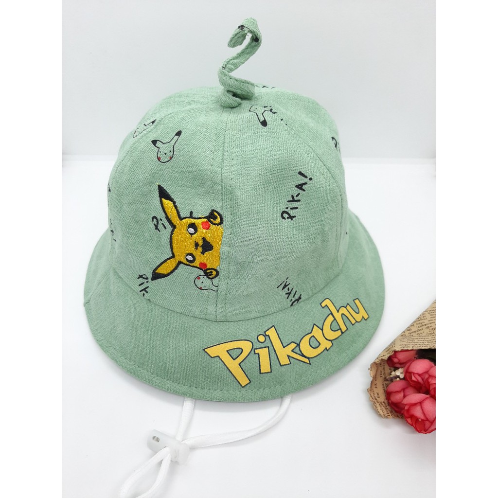 NÓN VÀNH NÓN BO PIKACHU CHO BÉ TRAI BÉ GÁI 1 ĐẾN 5 TUỔI - VẢI NHUNG CAO CẤP