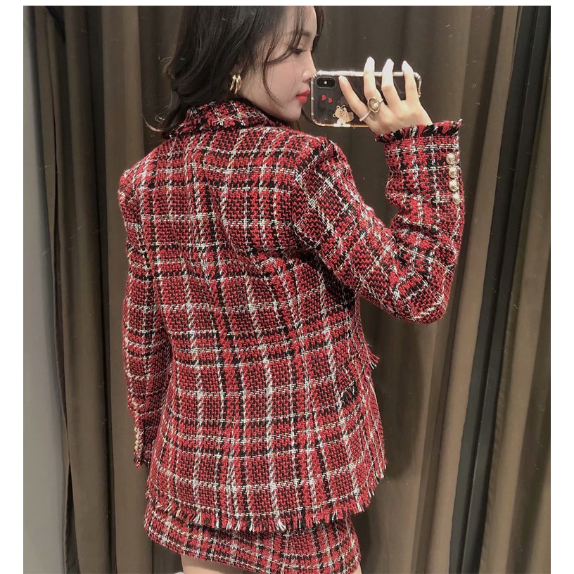 (Hàng Order) Set Áo Blazer Chân Váy Sọc Đỏ | BigBuy360 - bigbuy360.vn