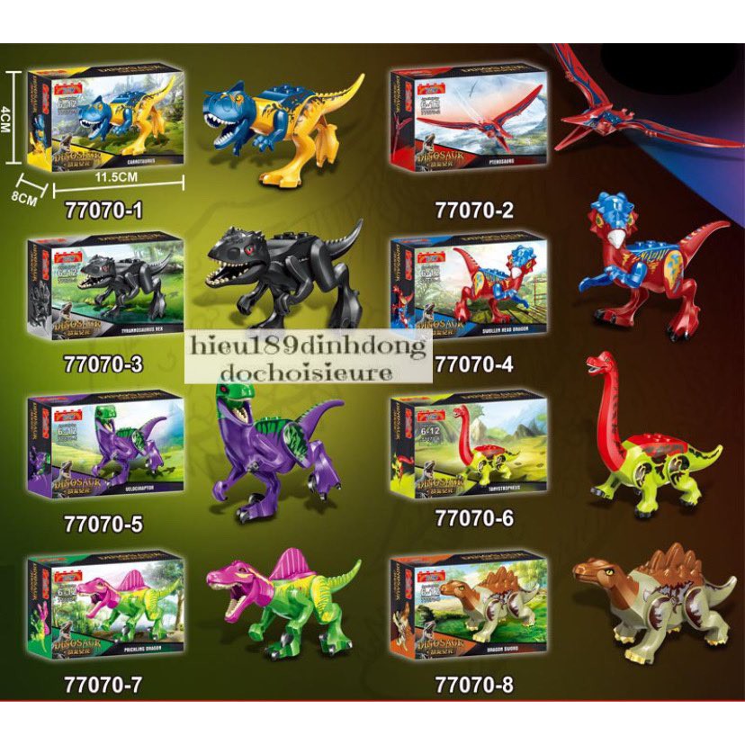 Lắp ráp xếp hình Lego Jurassic World Dinosaur 1170 : Khủng long kèm người mini (ảnh thật)