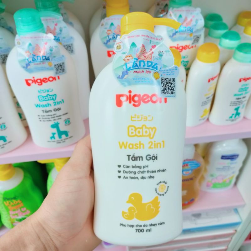 Sữa tắm gội pigeon 700ml, tặng kèm gấu bông