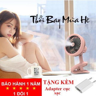 Quạt phun sương mini sạc điện có kẹp để bàn tiện lợi
