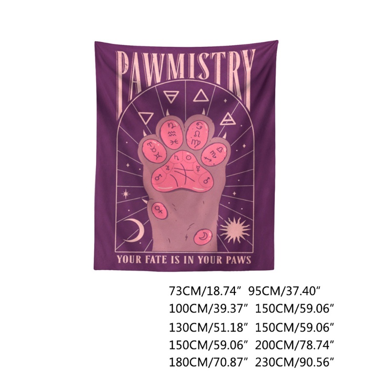 Thảm Treo Tường Trang Trí In Hình Dấu Chân Mèo / Mặt Trăng / Mặt Trời Kiểu Bohemian