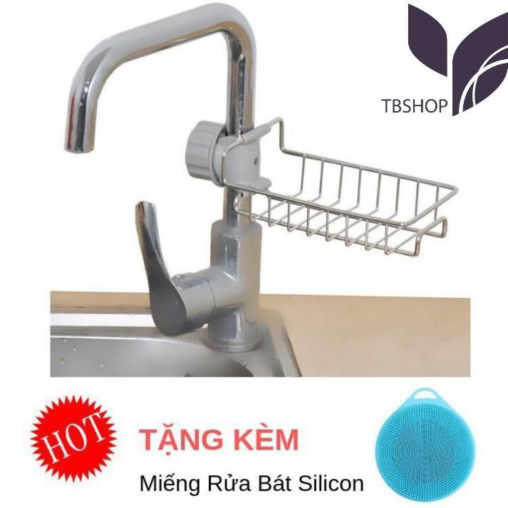 [HOT] Kệ Để Đồ Rửa Chén Cạnh Vòi Rửa Bát Tiện Dụng + TẶNG KÈM Miếng Rửa Bát Silicon