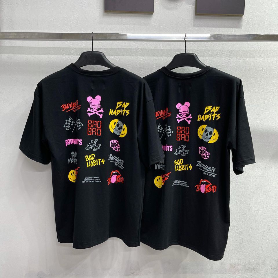Áo Thun Tay Lỡ Form Rộng in Hình Nhiều LogoHabbit Cho Cả Nam và Nữ, Vải Cotton 75%, Dày Mịn Mát. XXK