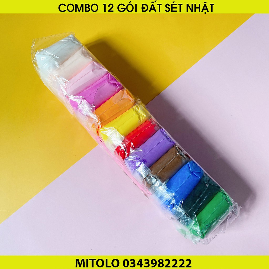 Combo 12 gói đất sét nhật Soft Clay tự khô, Nguyên liệu làm butter slime