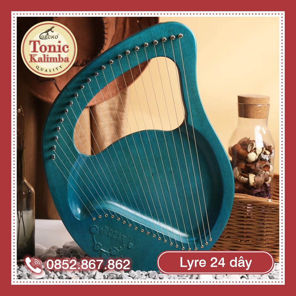 [Lyre 24 dây] Đàn Lyre 24 dây Lyre Harp Molin-MM103 Biển Xanh tặng cây chỉnh dây, phím gãy đàn, khăn lau, HDSD