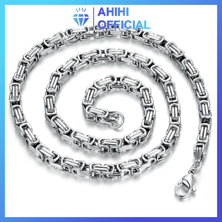 Dây chuyền nam titan cao cấp đẹp sang trọng inox thép không gỉ ziczac ahihi.official cỡ 7mm màu trắng PTDCNA35