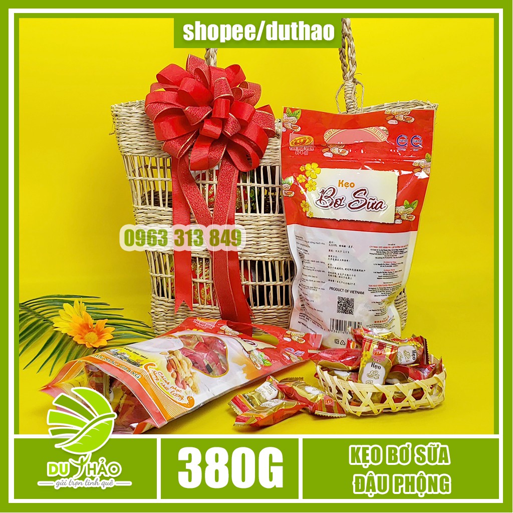 Kẹo bơ sữa đậu phộng Tân Huê Viên, Kẹo dồi lạc vừng, kẹo lạc giòn đậm đà túi 380g