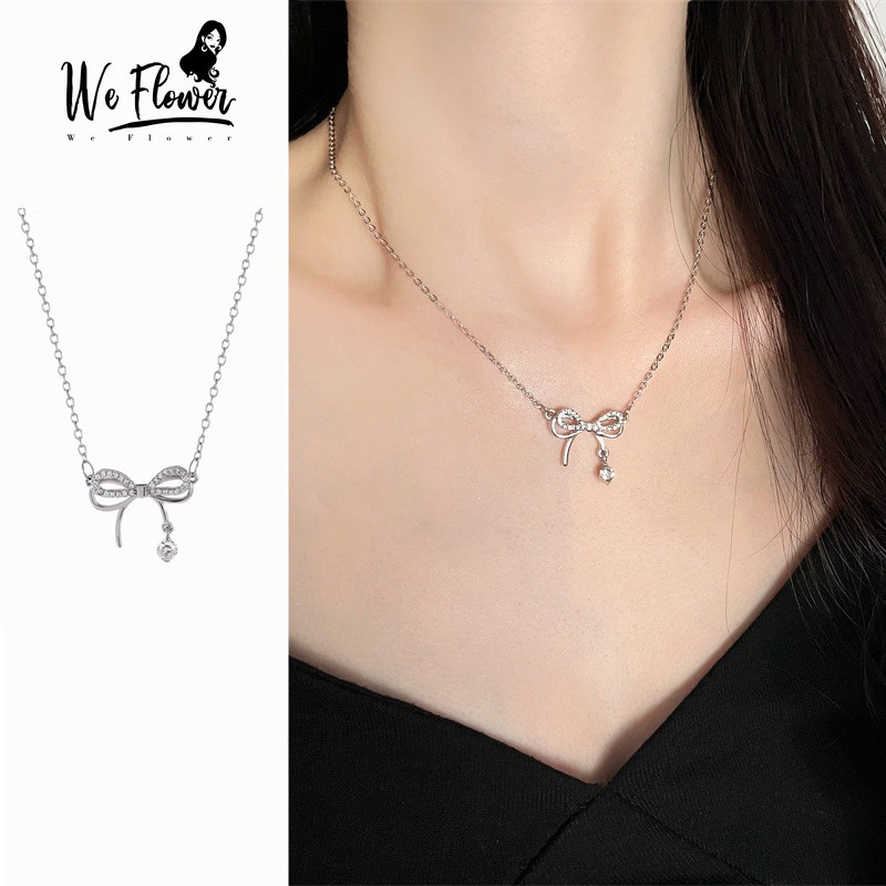Vòng cổ choker WE FLOWER mặt nơ đính đá pha lê lấp lánh phong cách Hàn Quốc thời trang cho nữ