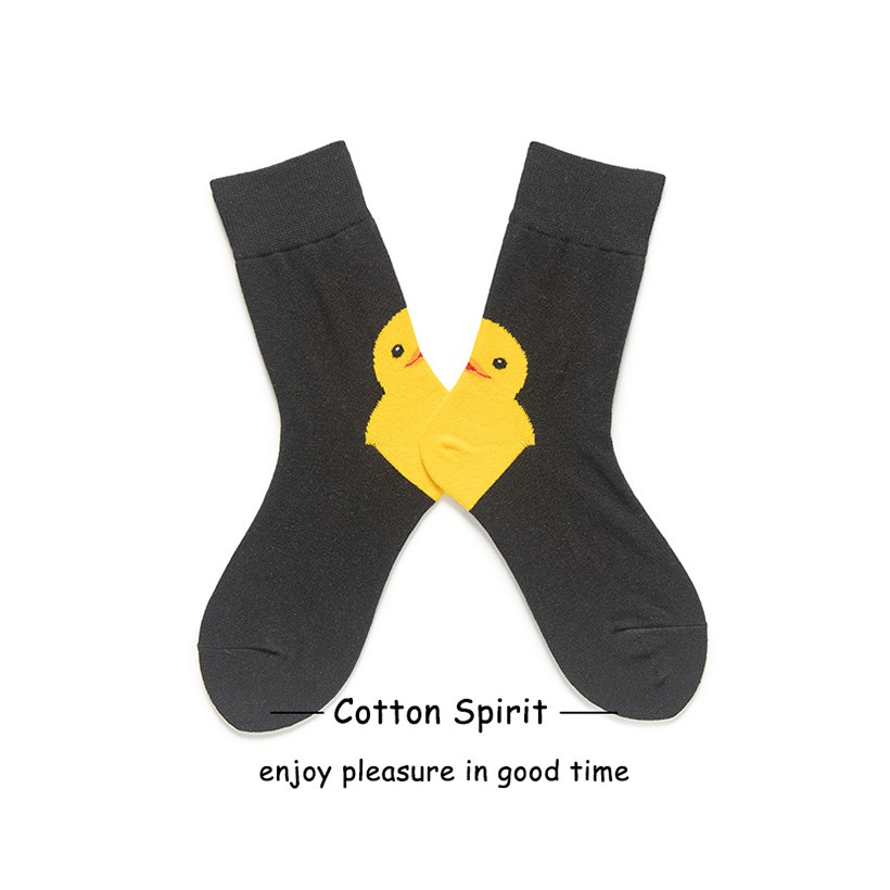 Tất (vớ) UNISEX tất (vớ) nam nữ họa tiết chú vịt con cổ cao phong cách Âu Mỹ chất cotton TẤT COTTON SPIRIT
