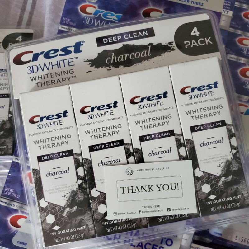 KEM ĐÁNH RĂNG THAN HOẠT TÍNH SIÊU TRẮNG RĂNG 3D Crest Charcoal  - ORDER US