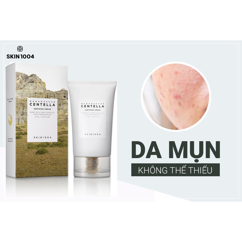 Combo Kem dưỡng ẩm, giảm mụn, phục hồi da Chiết Xuất Rau Má Skin1004 Madagascar Centella ( Somthing + Cream )