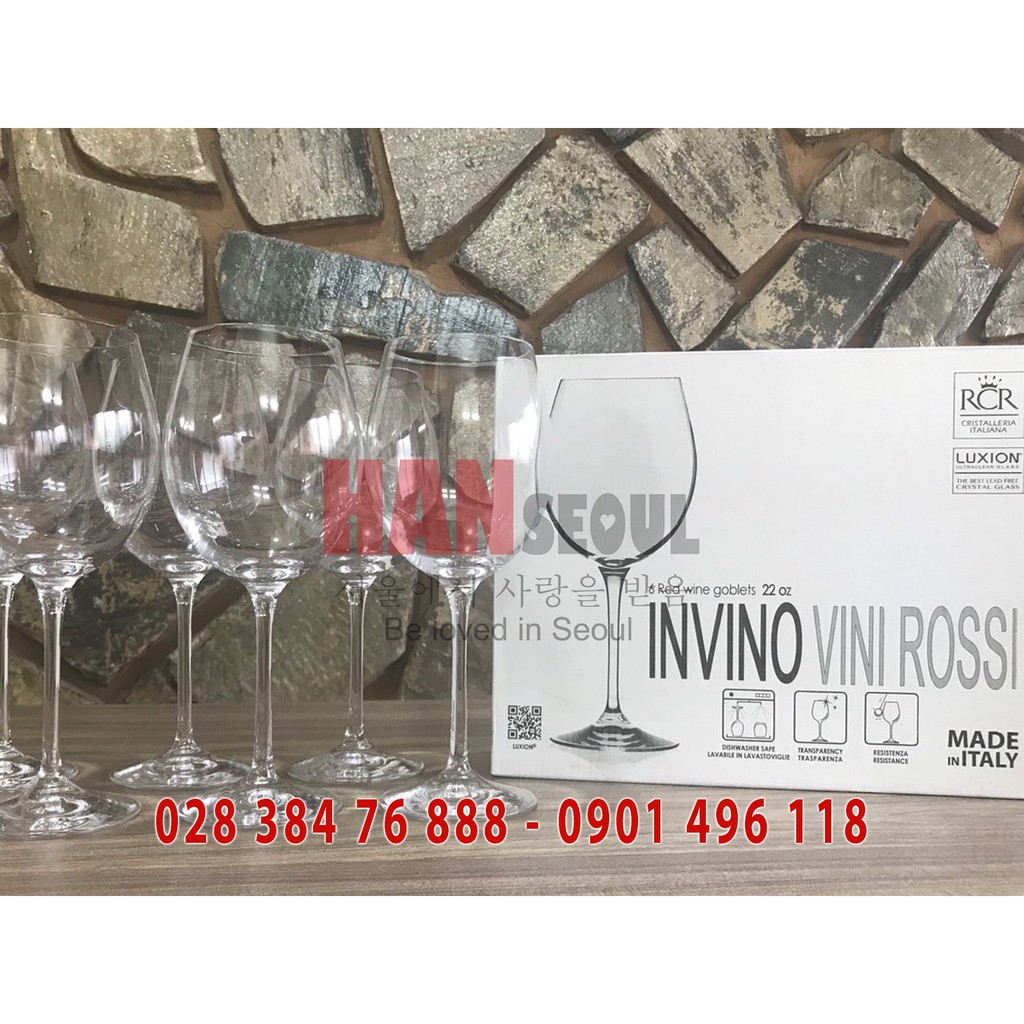 Bộ 6 Ly Pha Lê Rượu Vang Đỏ RCR Của Ý Dòng Luxion ® Invino VINI ROSSI 650ml (Goblet For Red Wines)