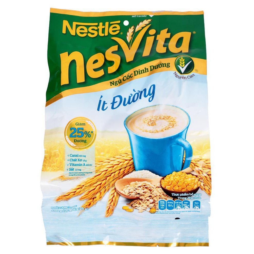 Thanh Hóa - Ngũ cốc dinh dưỡng Nestlé NESVITA ít đường 400g (16 gói x 25g)