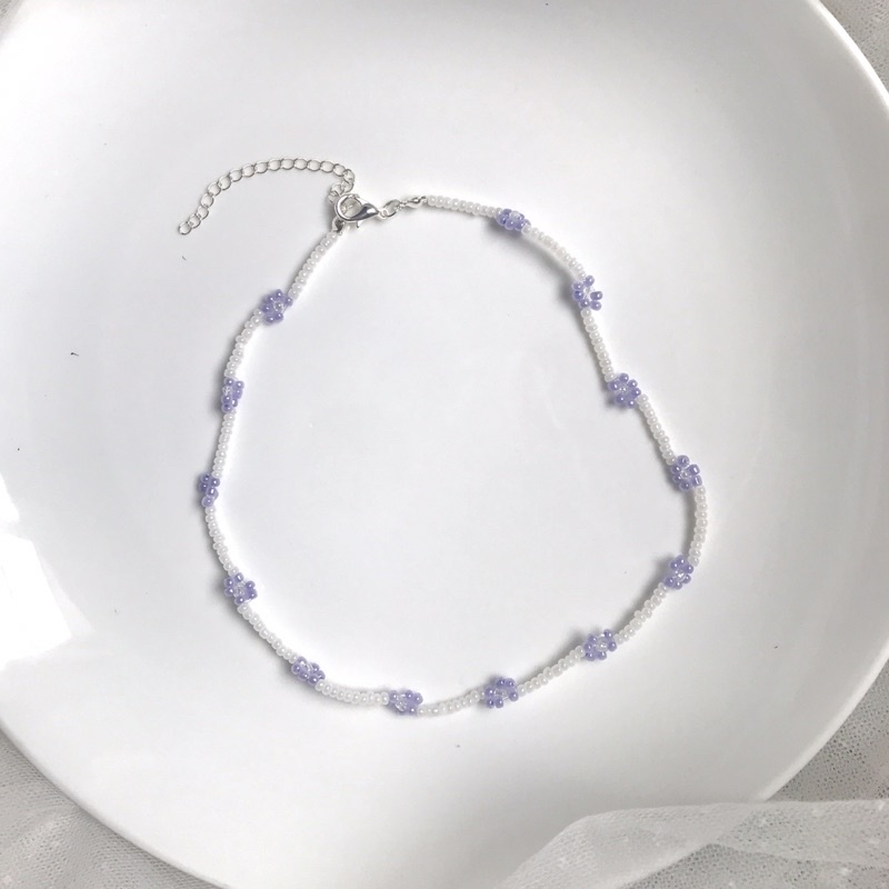Handmade - Vòng cổ choker hoạ tiết hoa tím