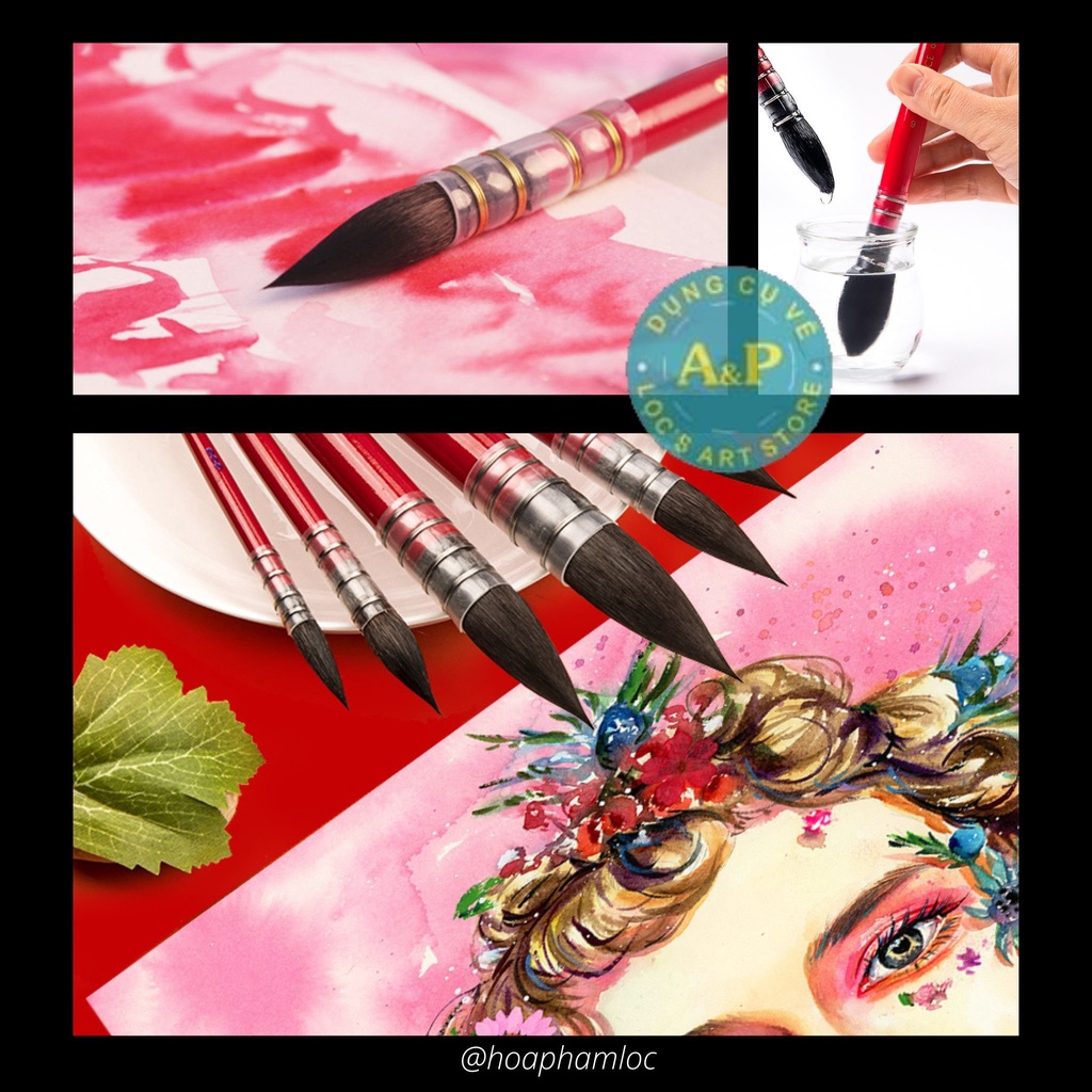 [Lộc's Art Store] Cọ MOP Vẽ Màu Nước Lông Chồn Space Art SP300
