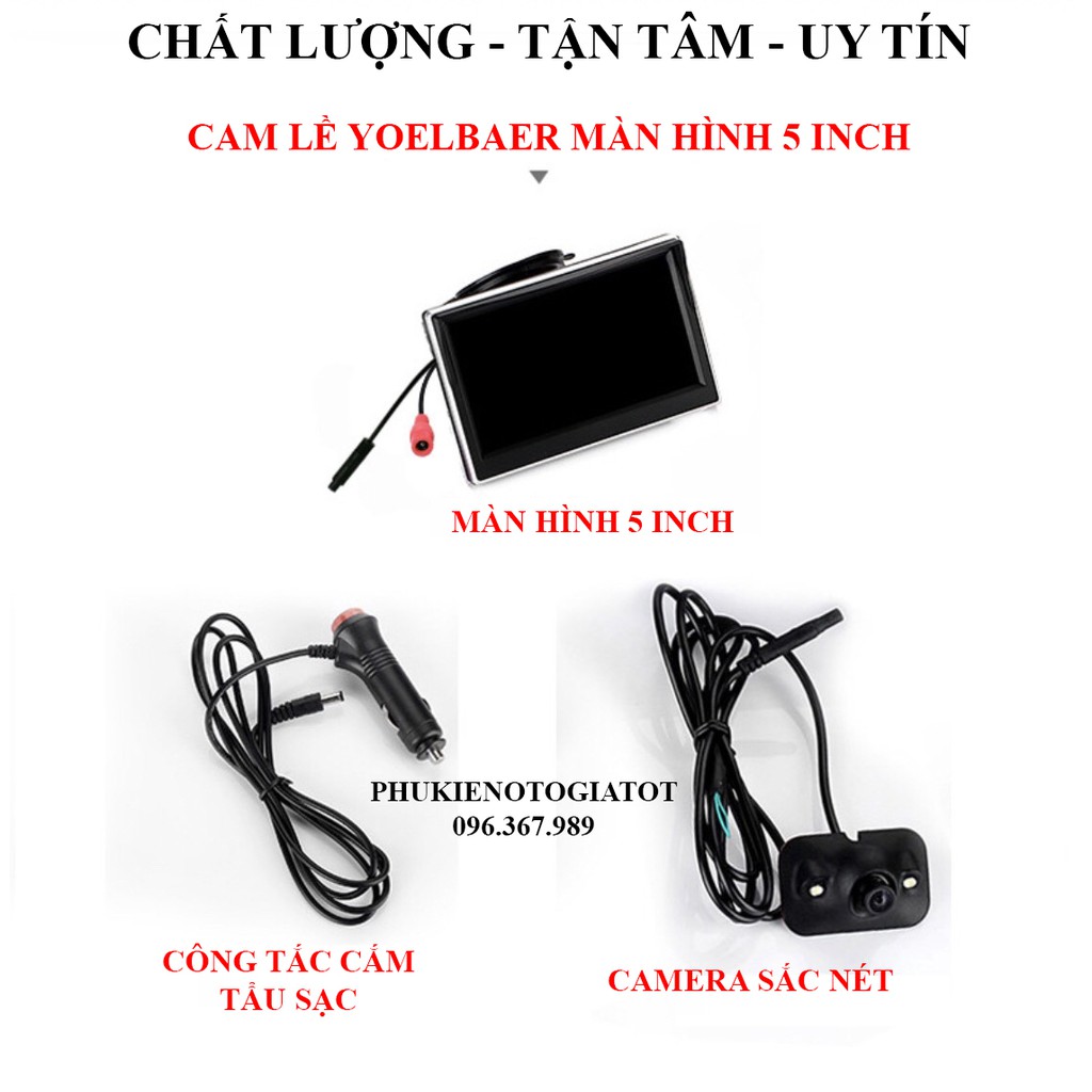 Bộ camera căn lề ô tô, xe hơi YOELBAER không cần khoan gương, màn hình LCD dễ dàng lắp đặt | BigBuy360 - bigbuy360.vn