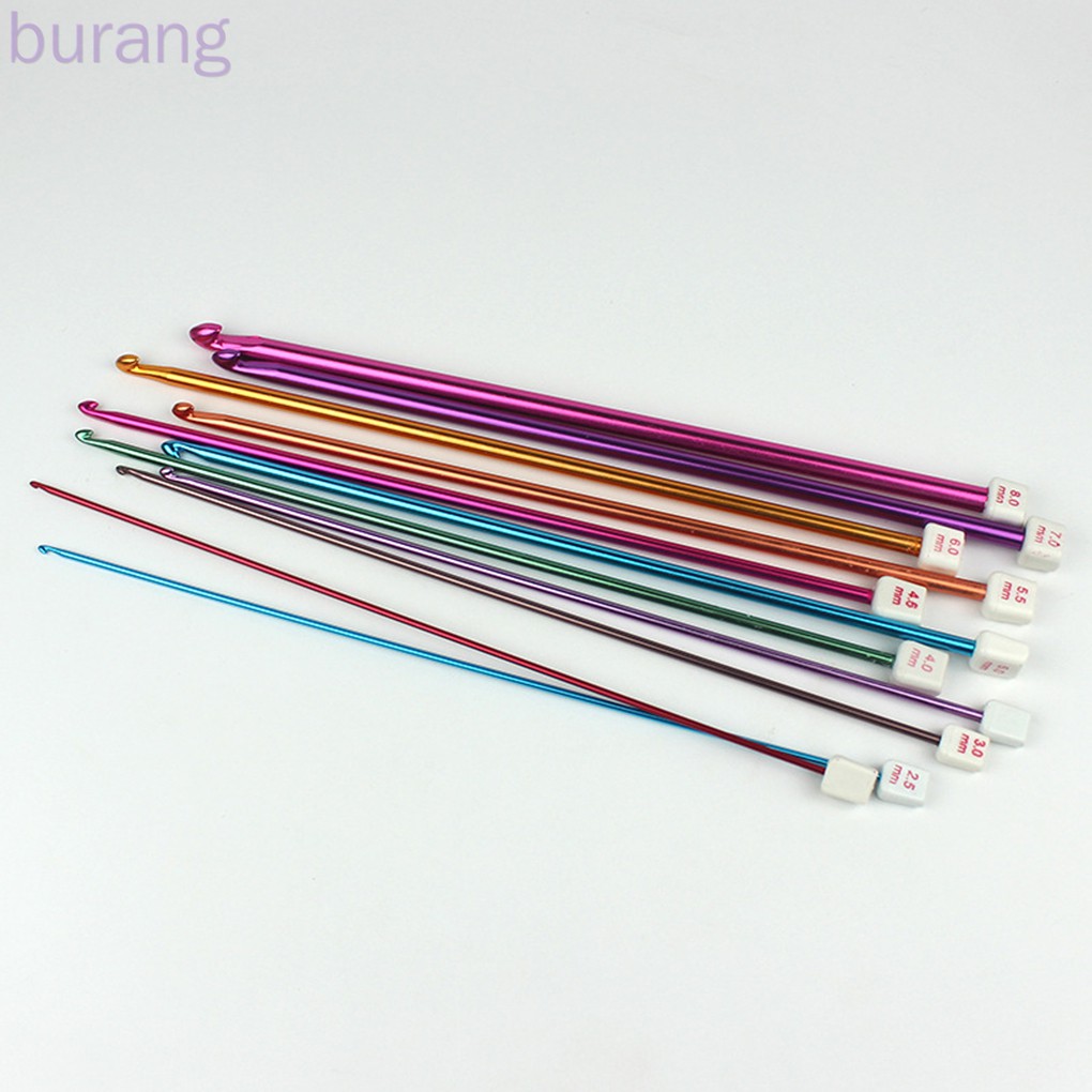 11pcs/set Crochet Hook Needles Set Multicolor Aluminum Hook Kits Knitting Tools Accessory Random Color