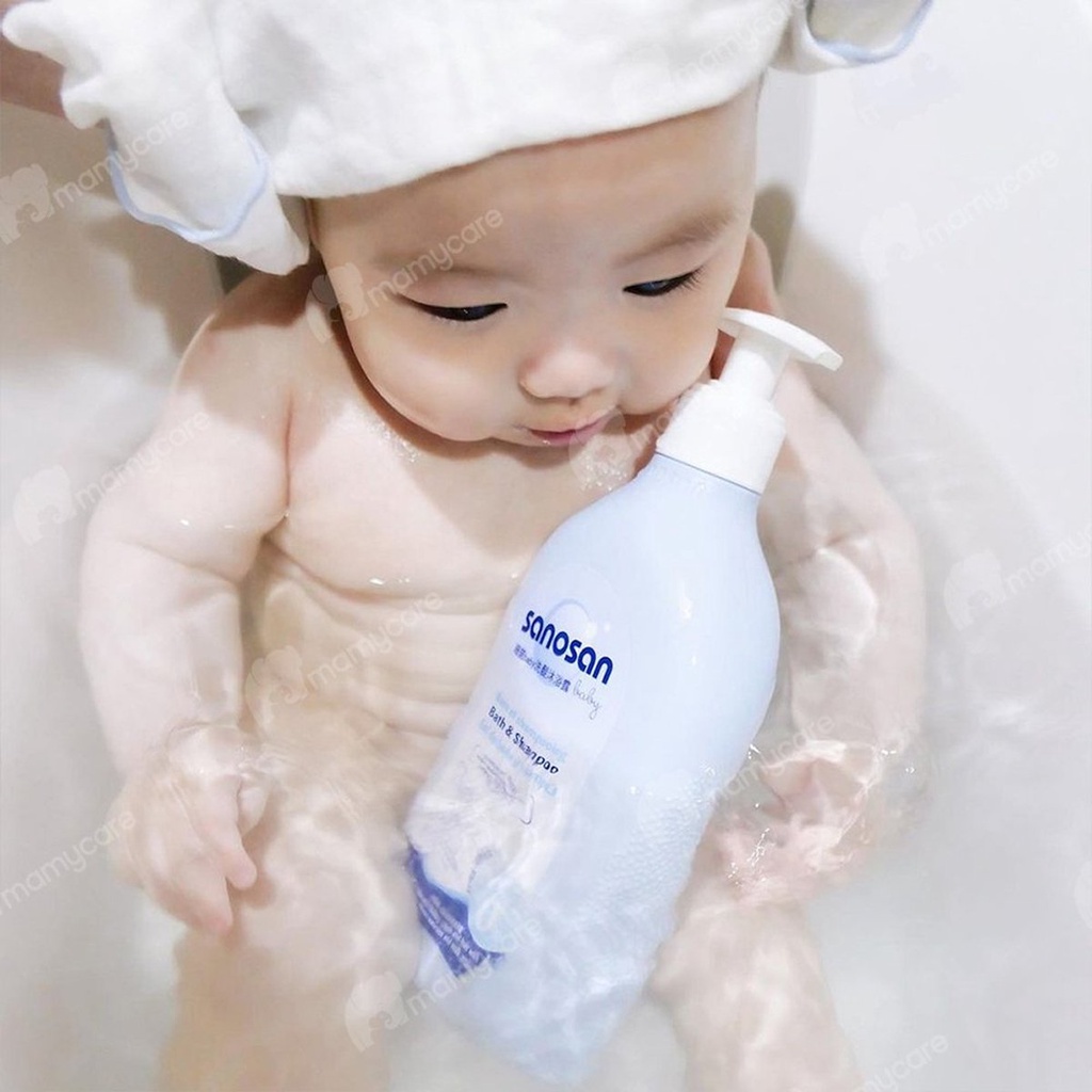 Combo sữa tắm gội dịu nhẹ Baby 500ml và sữa dưỡng thể Baby 200ml  Sanosan chiết xuất Olive hữu cơ - MAMYCARE