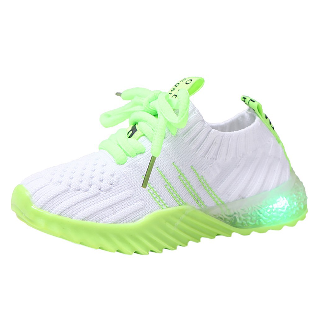 Children Kid Baby Girls Boys Candy Color Led Luminous Sport Run Sneakers Shoes