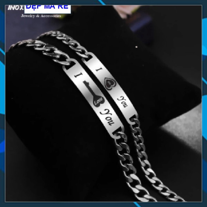 Lắc tay cặp đôi khắc chữ với hình đẹp - Giá bán như trên là 1 cặp = 2 lắc nam nữ như hình