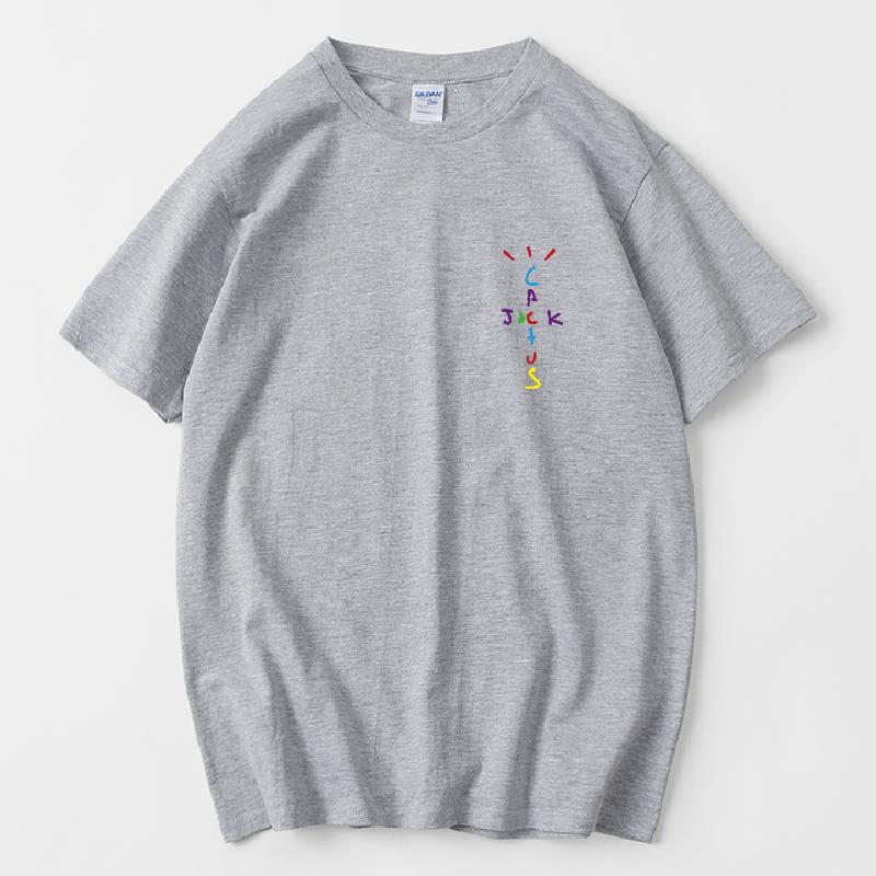 Áo Thun Cotton Tay Ngắn In Chữ Và Họa Tiết Xương Rồng Màu Cầu Vồng Phong Cách Hip Hop Thời Trang Cho Nam