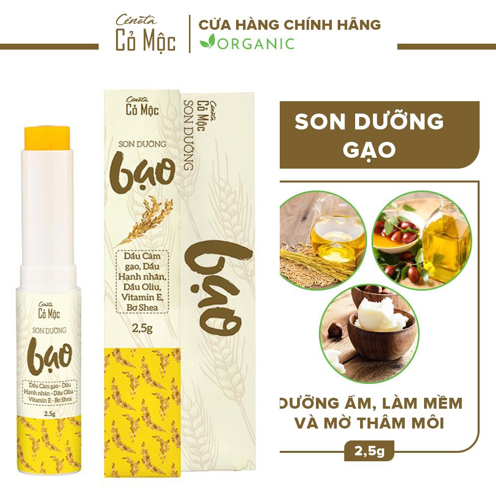 Son Dưỡng Gạo Cenota Cỏ Mộc Dưỡng Ẩm, Làm Mềm Và Mờ Thâm Môi 2.5g