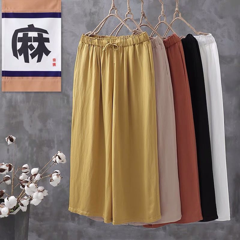 Quần Vải Lanh 100% Cotton Ống Rộng Dài Đến Mắt Cá Chân Phong Cách Retro Nghệ Thuật Mùa Hè Hàng Mới 2022