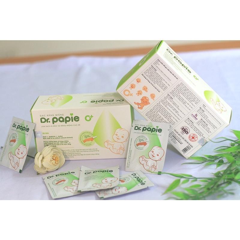 GẠC RĂNG MIỆNG DR.PAPIE ( hộp 30 gói) - LÀM SẠCH VÀ BẢO VỆ RĂNG MIỆNG CHO BÉ