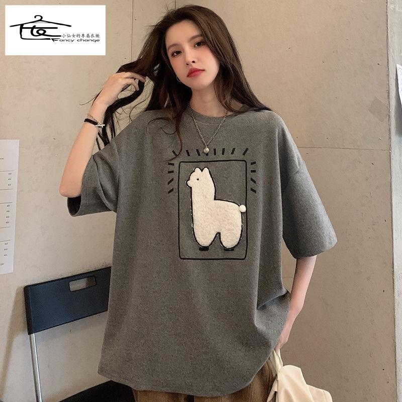 Áo Thun Tay Ngắn Dáng Rộng Phong Cách Harajuku Hồng Kông Cho Nữ