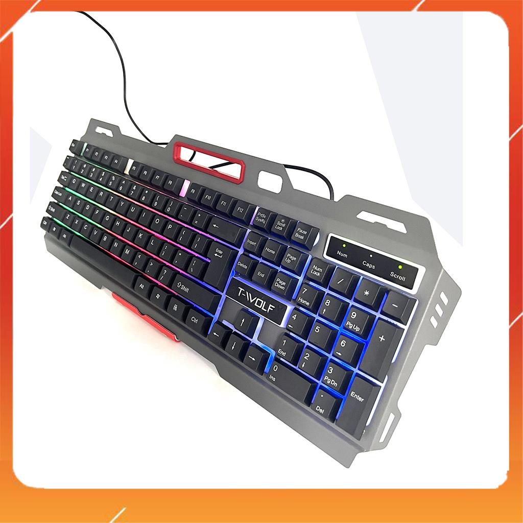 Bàn phím Có Dây Chơi Game T-WOLF T16 Gray LED Kết Nối USB dây 1.8m - Có chỗ để ĐT,bảo hành khi mua hàng tại shop