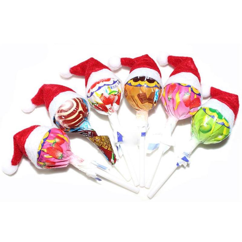 Set 6 Mũ Ông Già Noel Trang Trí Kẹo Mút Dịp Giáng Sinh Cho Nhà Bếp/Tiệc Tùng