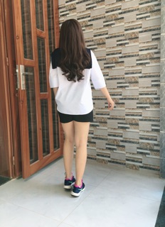 Sơ mi Thủy thủ trắng phối túi jean