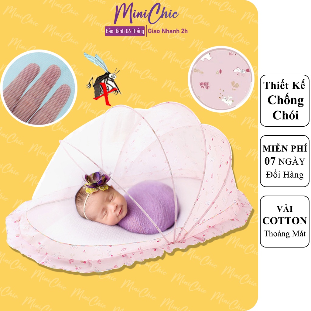 Màn chụp cho bé, mùng xếp thông minh, màn chụp gấp gọn cho bé chống muỗi chống chói