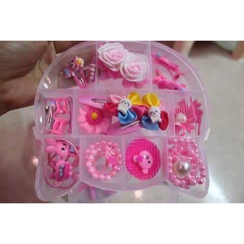 Hộp chun tóc hello kitty cho bé đủ phụ kiện