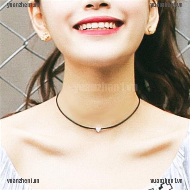 [YUANZHEN1] Vòng Cổ Choker Giả Da Mặt Trái Tim Cổ Điển