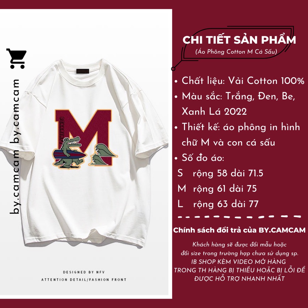 Áo Thun Tay Lỡ M Crocodile 100% Cotton 2023 𝘽𝙮.𝘾𝙖𝙢𝙘𝙖𝙢