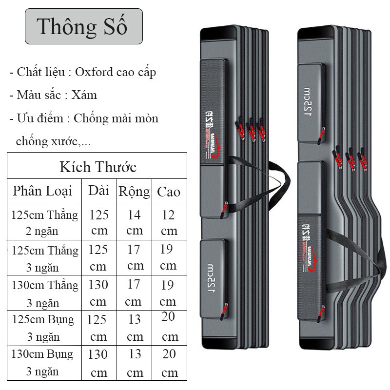 Túi Đựng Cần Câu Đài JIAZHIDIOAO 2-3 ngăn túi đựng cần câu cá chống thấm nước siêu bền TDC13