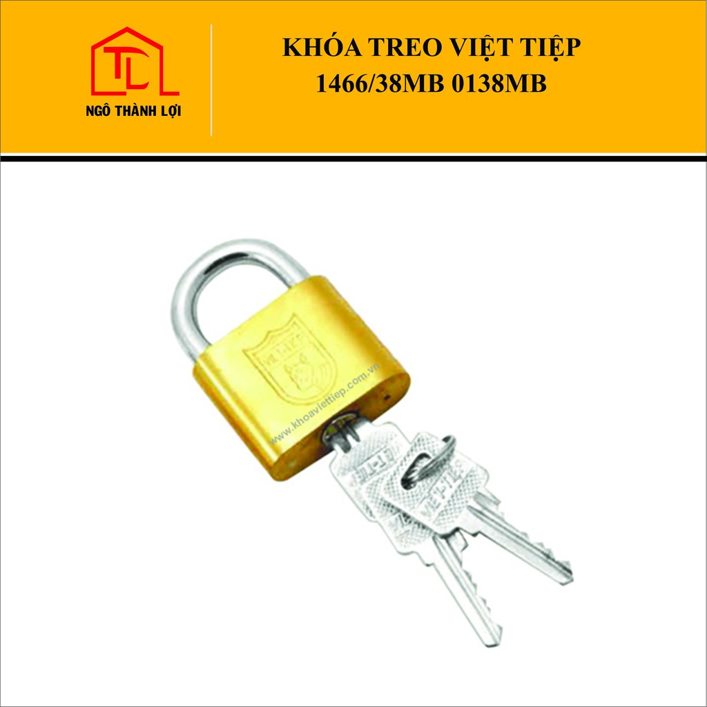 Ổ khóa cửa treo Việt Tiệp 1466/38MB 0138MB bấm đồng vàng 3 phân 30mm