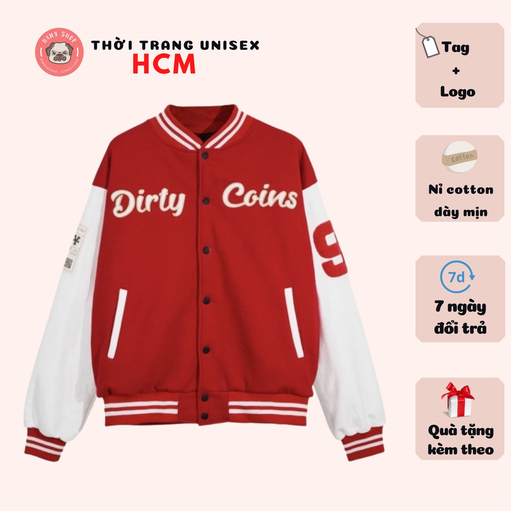 Áo khoác Bomber DirtyCoins Embroidered Varsity Jacket BB01