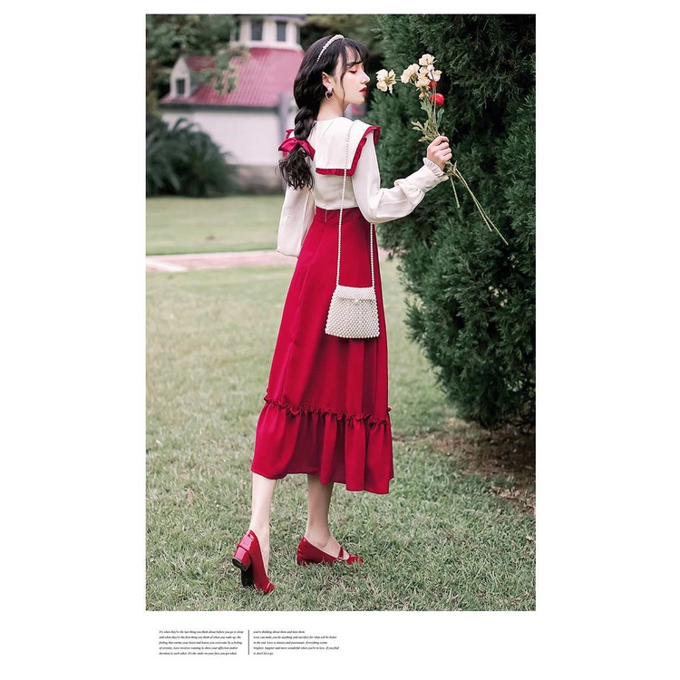 Đầm Midi Tay Dài Cổ Vuông Thêu Họa Tiết Thanh Lịch Thời Trang Mùa Thu Mới Cho Nữ | BigBuy360 - bigbuy360.vn