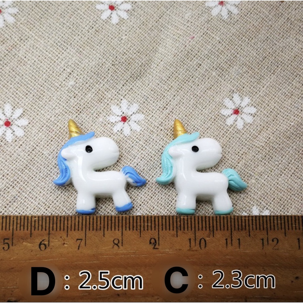 Charm Kỳ lân Kì lân Unicorn 12 Mẫu Nguyên liệu Trang trí Slime Làm Ốp điện thoại Kẹp tóc