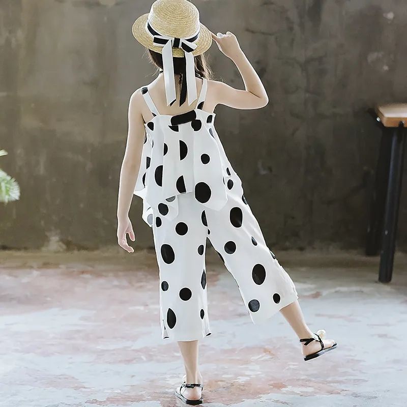 Set Đồ Mùa Hè 2 Món Gồm Áo Hai Dây Phối Quần Chiffon Chấm Bi Dành Cho Bé Gái Từ 3 Đến 4-5 Đến 6 Đến 7 Đến 8 Đến 9 Đến 10 Đến 11-12 Tuổi