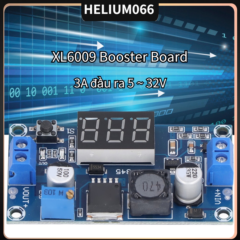 Hàng giao ngay XL6009 Booster Board Mô-đun tăng cường DC đến DC Hiển thị vôn kế kỹ thuật số 3A đầu ra 5 ~ 32V
