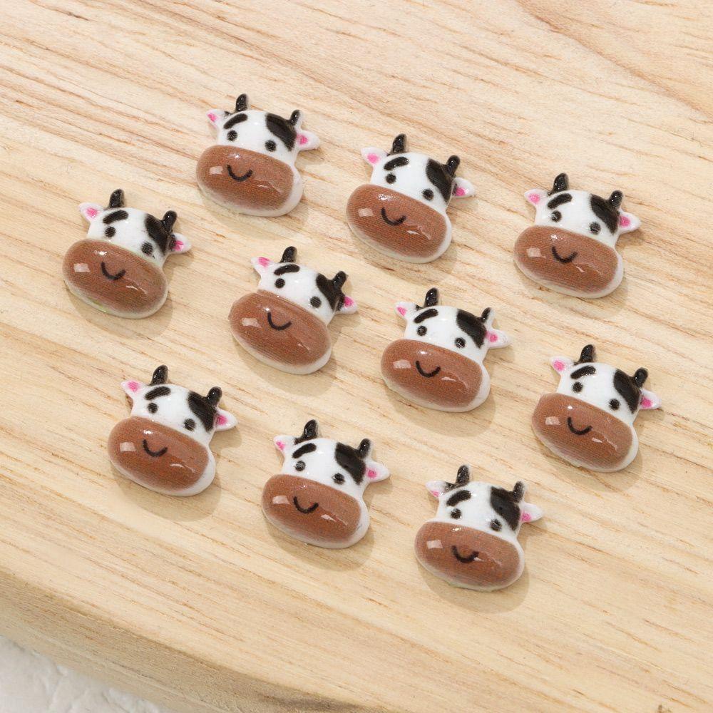 Set 10 Phụ Kiện Trang Trí Móng Nghệ Thuật Hình Bò Hoạt Hình Dễ Thương DIY