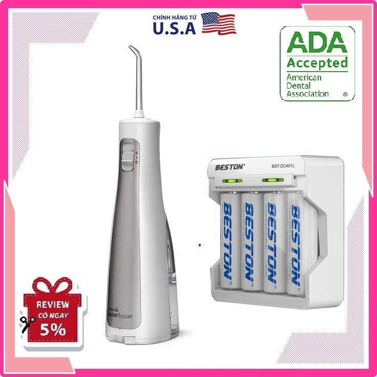 ✅ Máy Tăm Nước Cầm Tay Waterpik Cordless Water Flosser WF-03 | Tặng pin sạc AA